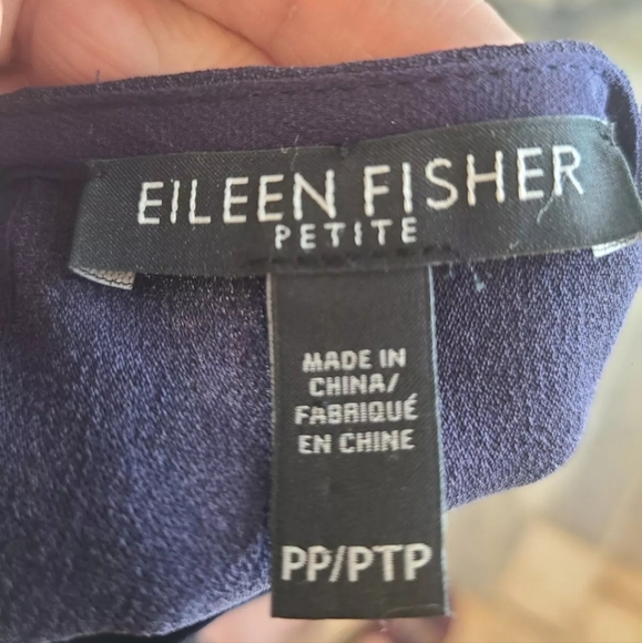 Eileen Fisher navy blue 100% Silk 3/4 bell sleeve shift dress size PP/PTP - Picture 8 of 8